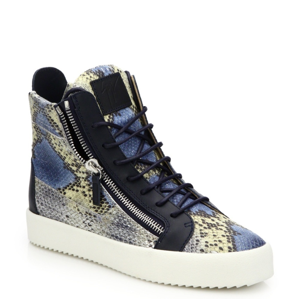 Giuseppe Zanotti Blue snake skin High-Top Sneakers - Picture 2 of 8